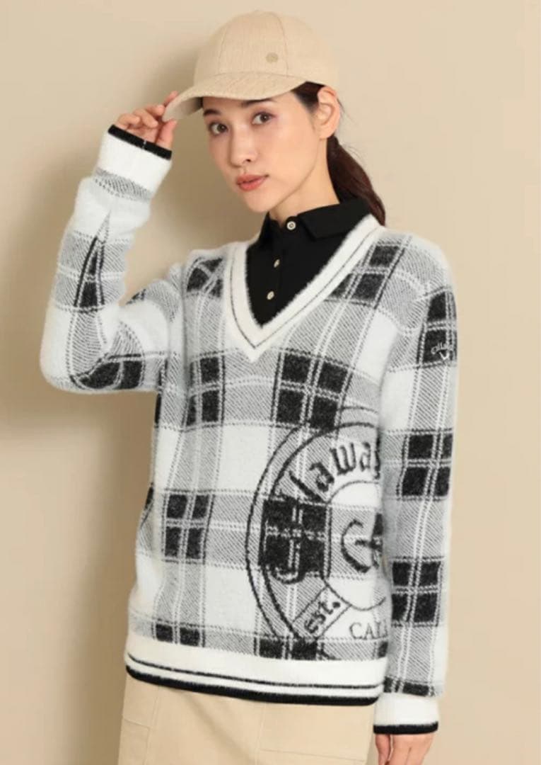 新品 callaway レディース Vネックニット L セーター ゴルフ