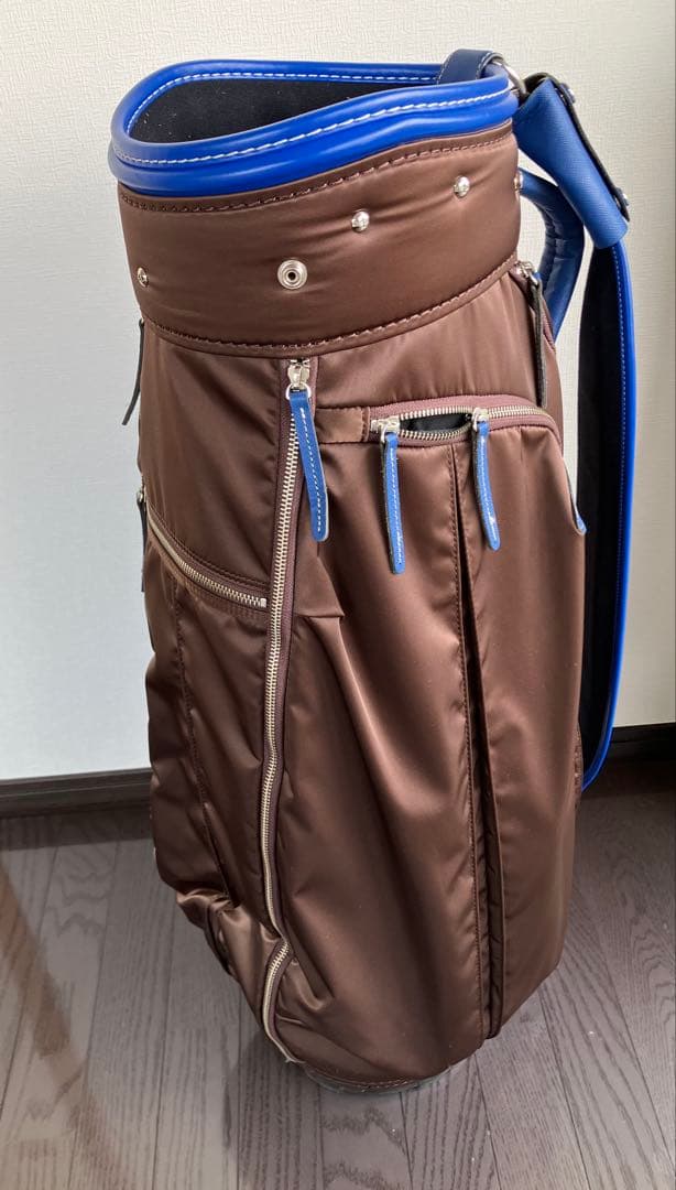 ★中古★ 考英舎 ナイロンキャディバッグ ブラウン/ブルーストラップ