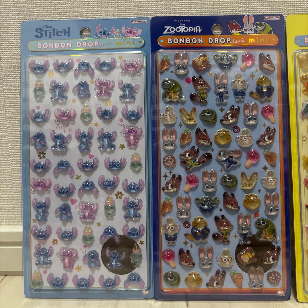 【正規品】ディズニー ボンボンドロップシール ミニ ズートピア スティッチ他4枚