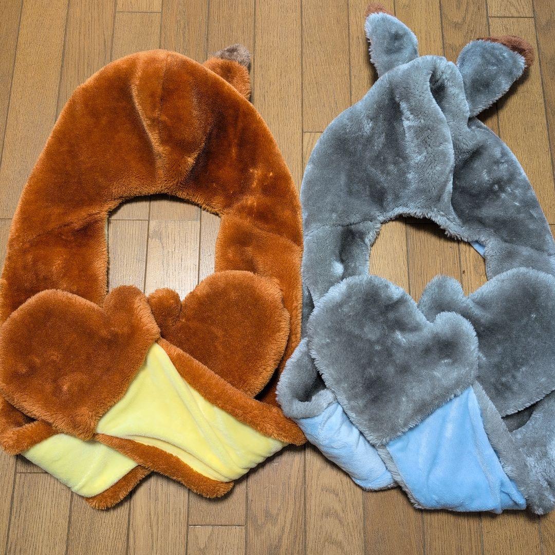 ディズニー ズートピア ペアマフラーファンキャップ 耳付きマフラーと手袋セット