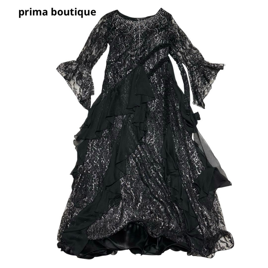 prima boutique 社交ダンス　ワンピース　黒　フリル　レース
