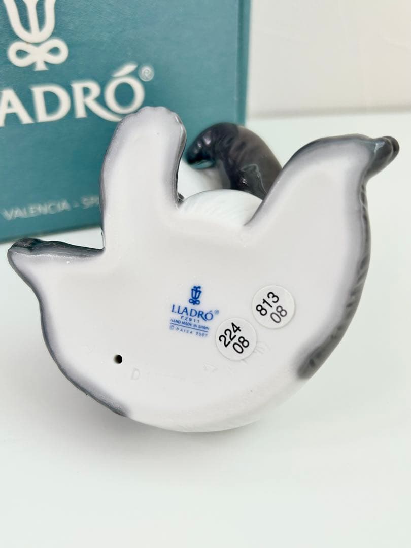 LLADRO リヤドロ　パンダ　置物　陶器　高級磁器　希少　青の花　スペイン
