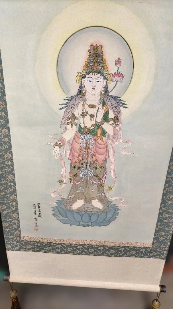 観音菩薩 掛軸 水墨画