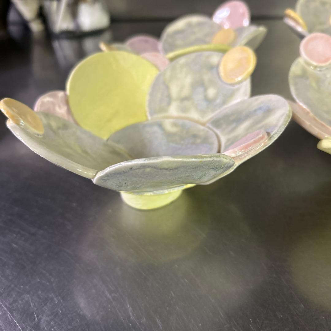 作家物陶器 小皿4枚セット カラフル