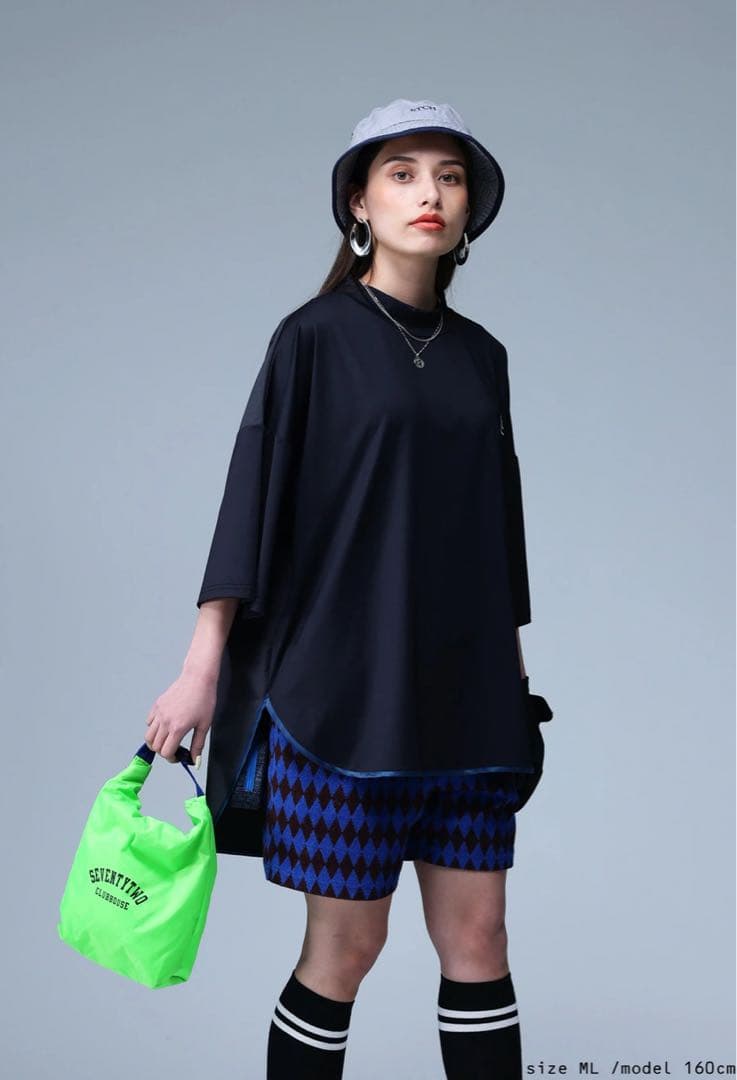 新品タグ付＊ANTIQUA GOLF×STCH＊モックネックトップス LXL 黒