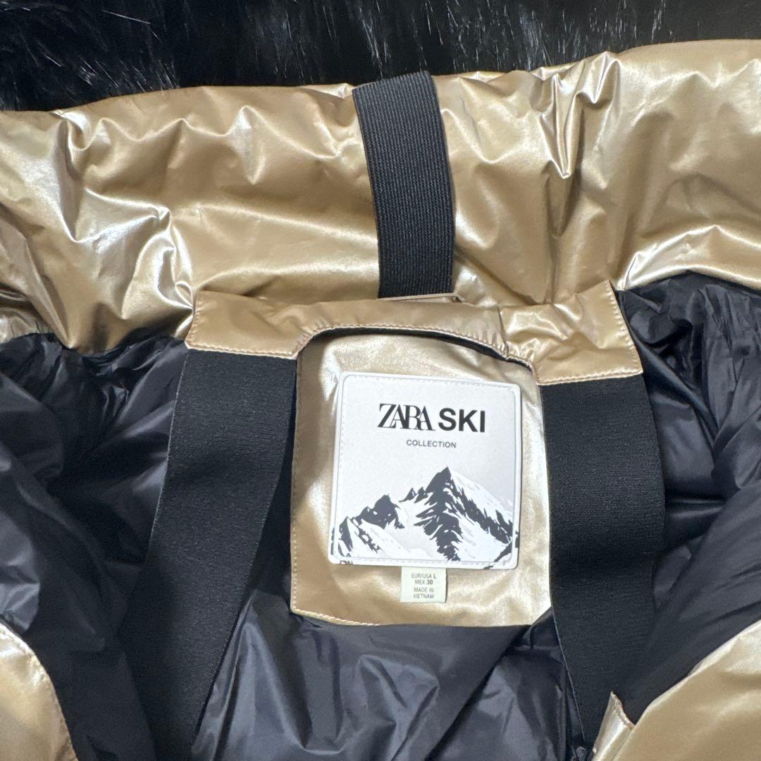 ZARA スキーダウンジャケット　ゴールド　L サイズ