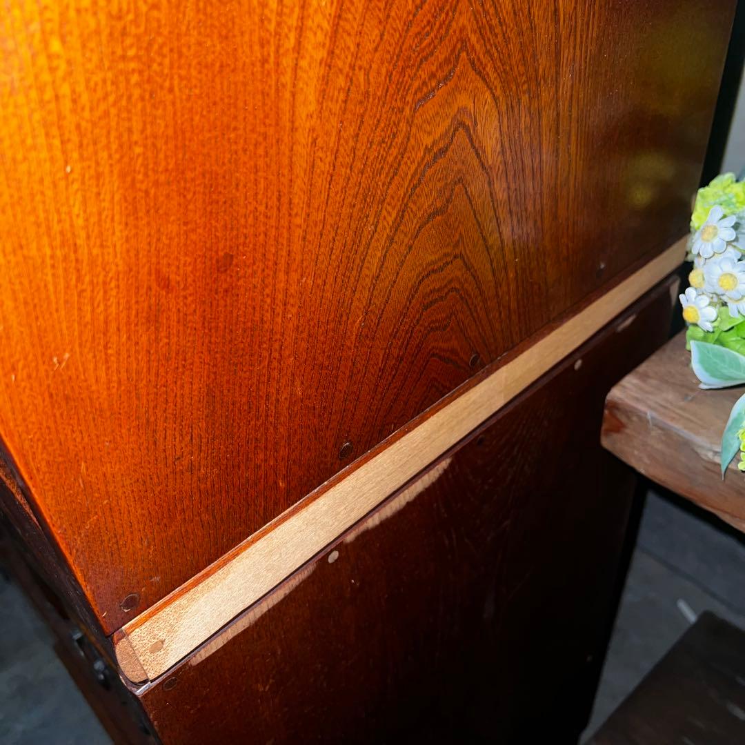 昭和レトロ 茶箪笥 欅 和家具 ガラス戸 飾り棚 高さ約170cm