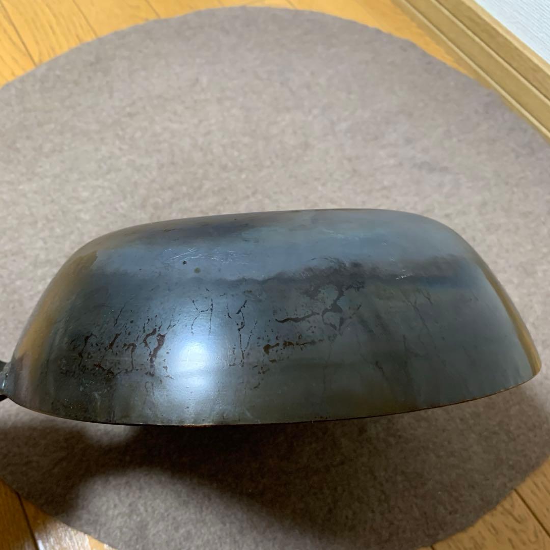 山田工業所 鉄打出 片手 中華鍋 平底 27cm（1.6mm厚）