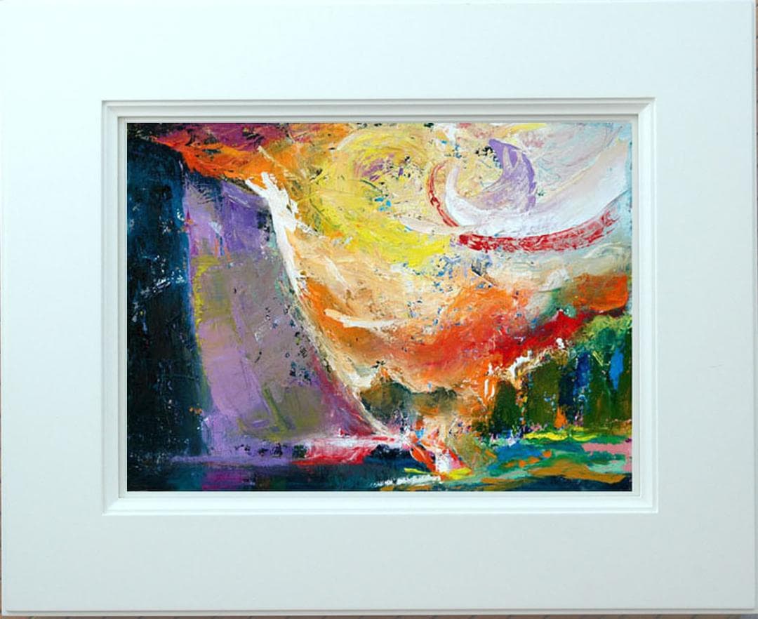 油絵 菅家令子絵画インテリア額付( 青緑＋金色の枠 )uF6-111309風景陽