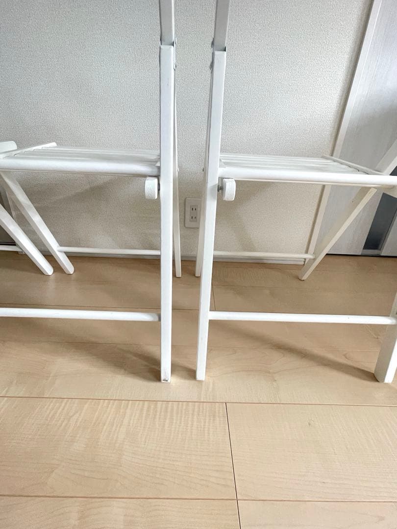 イケア　IKEA 折りたたみチェア　3脚セット　ホワイト　折り畳み椅子