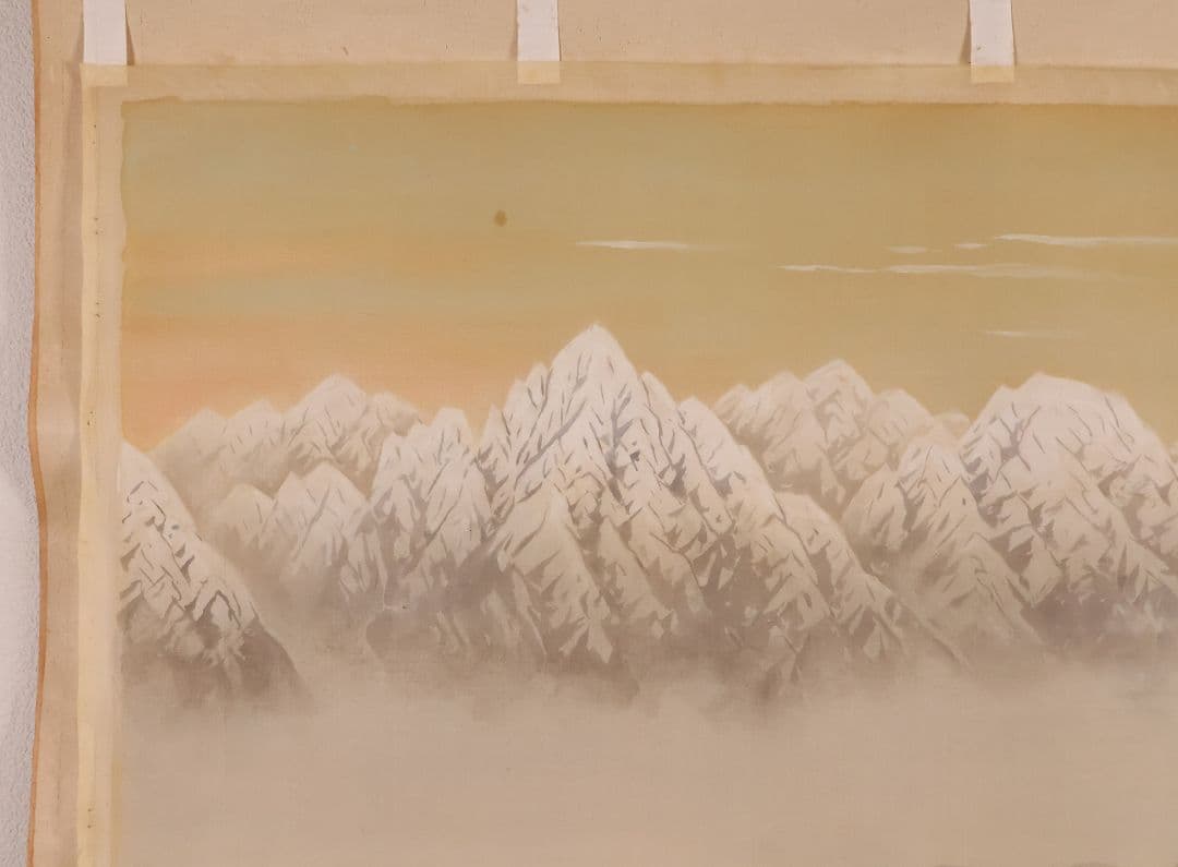 【模写】日本画 まくり2点まとめ 在銘 佳山 雪山 風景 絹本 掛軸 CM425