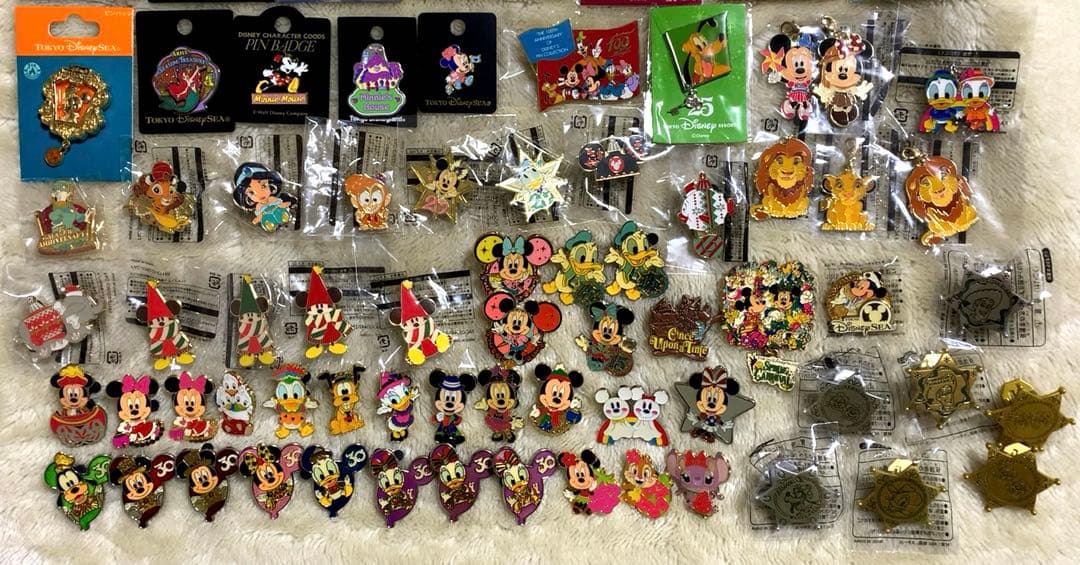 ディズニー ピンバッジ ピンズ 缶バッジ まとめ売り 89点