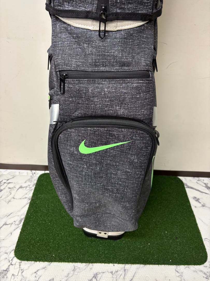 【美品】NIKE ゴルフ スタンド式キャディバッグ グレー×蛍光グリーン