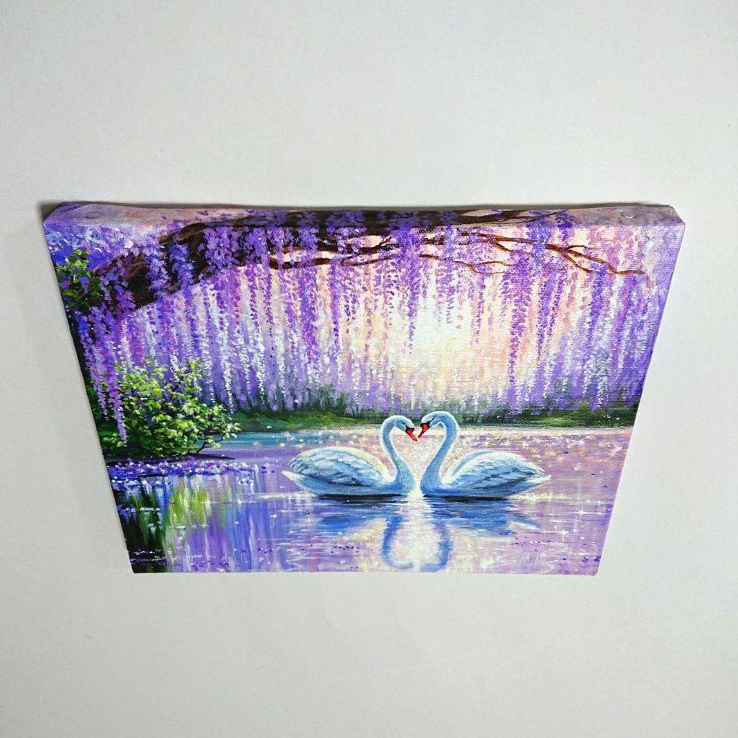 【煌めく藤の花】アクリル画 F3 風景画 絵画