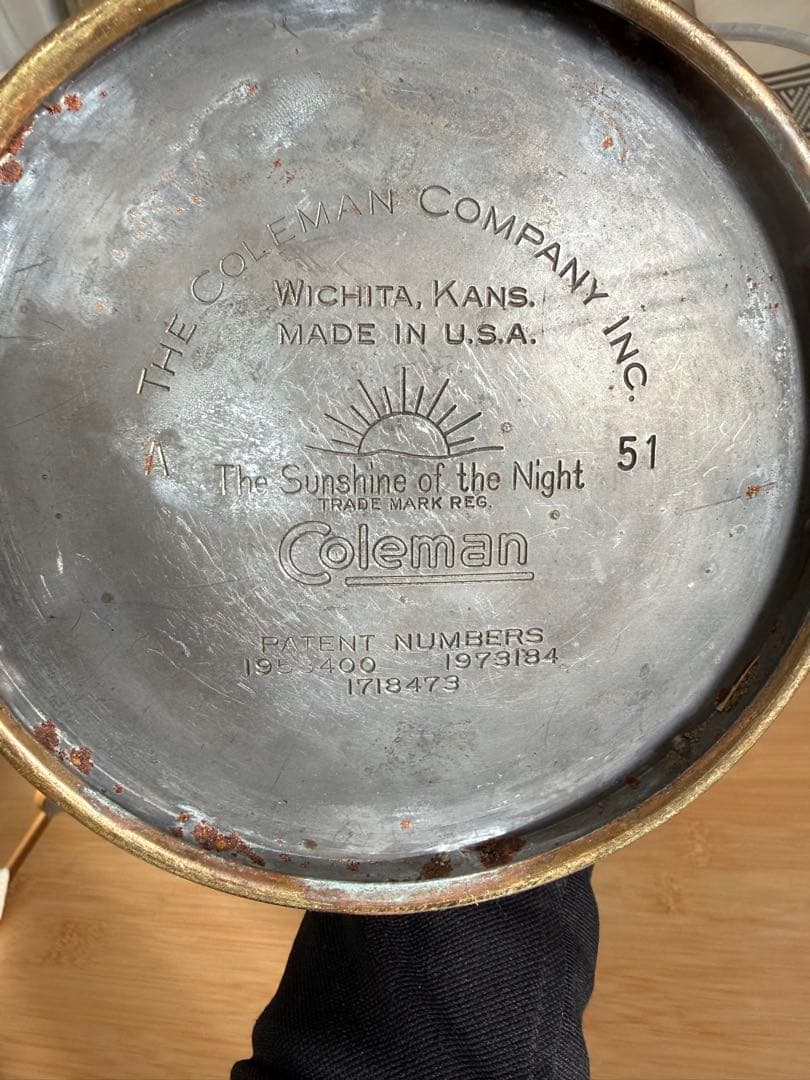 真鍮　 コールマン ビンテージ ランタン 220D PYREX ケース付き