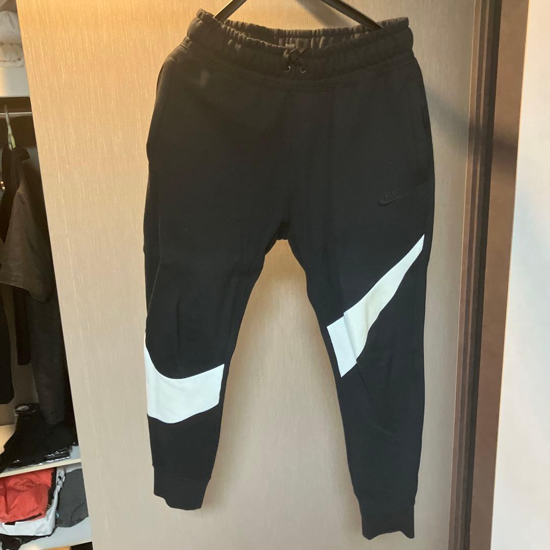 Nike ジャージ上下セット 黒 白いストライプ フード付き