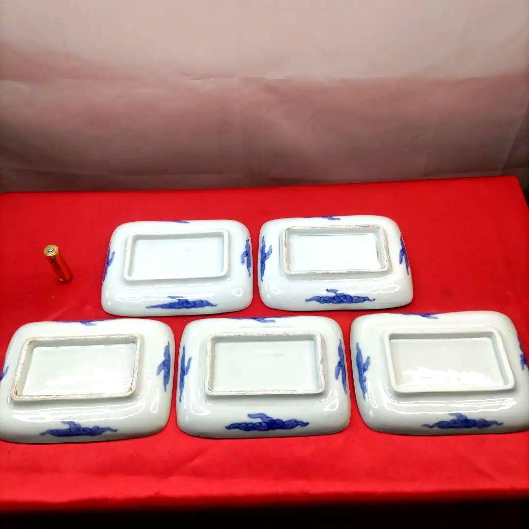 有田焼　伊万里焼　古伊万里　金彩　色絵　小皿　角皿　長角皿　刺し身皿　5客セット