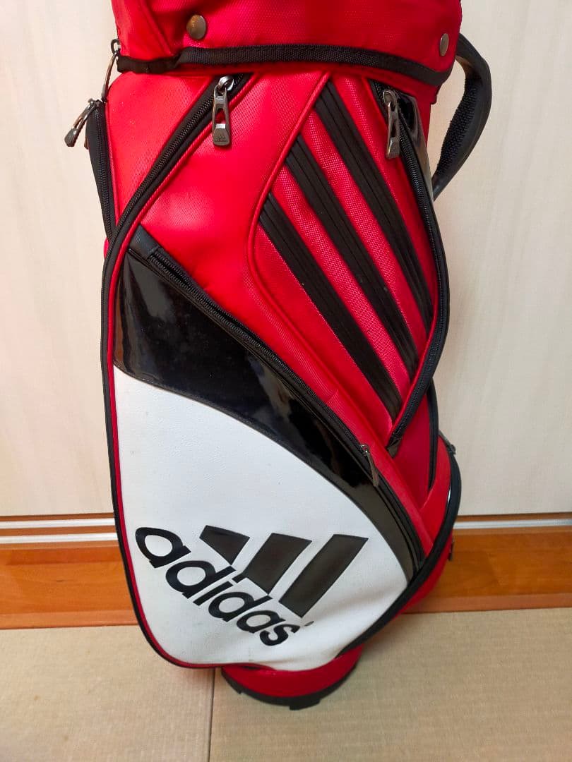 adidas ゴルフバッグ 赤 ストライプ アディダス