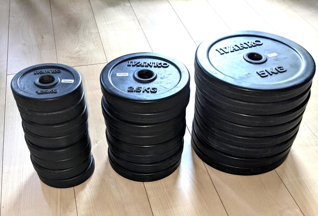 【引き取り限定】IVANKOダンベルセット【5/2.5/1.25kg/バー3組】