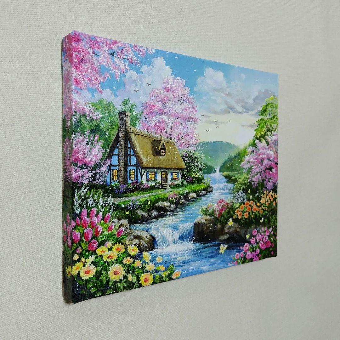 【春の足音】アクリル画 F3 風景画 絵画