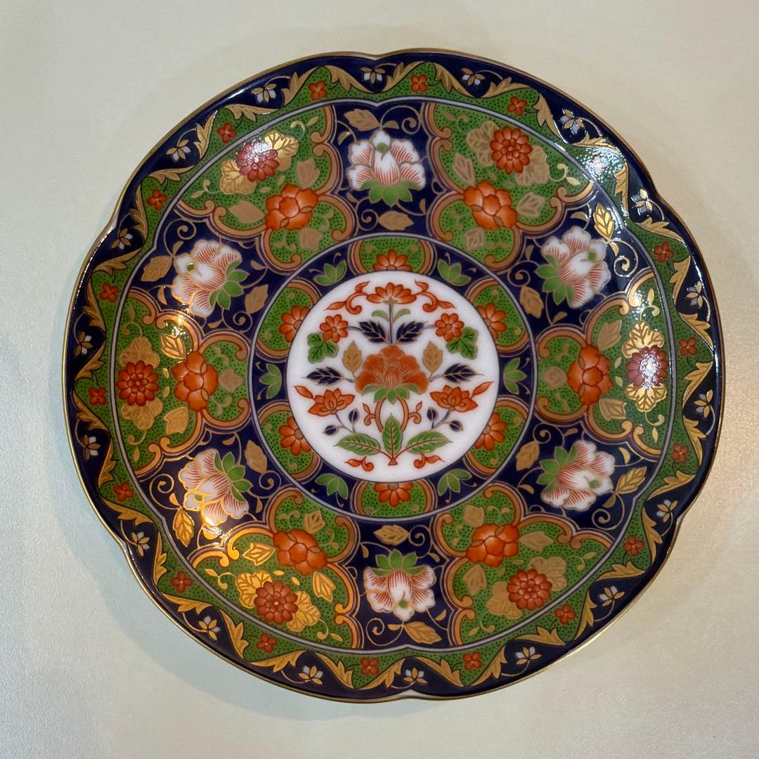 前畑陶器 庫山窯 金襴手 牡丹 銘々皿揃 輪花皿　金彩 古伊万里 色絵 5枚