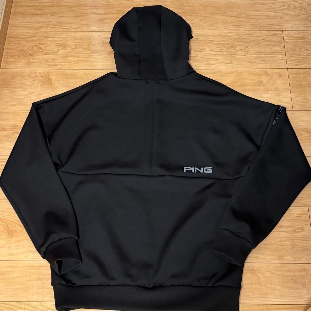 PING ベアダンボールニット プルオーバー パーカー 黒【M】