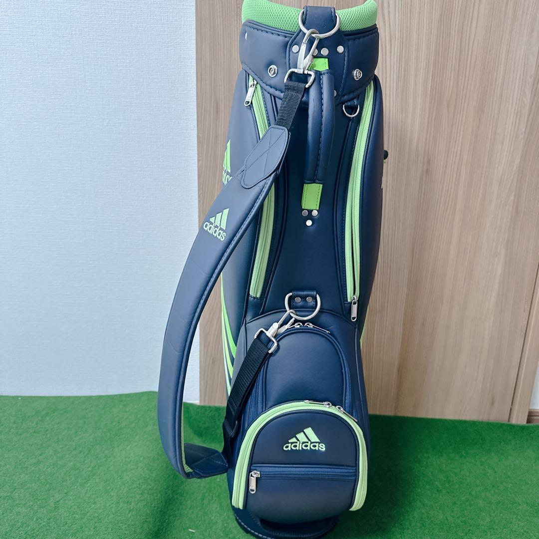 希少 アディダス キャディバッグ 8.5型 5分割 ネイビー ネオンイエロー