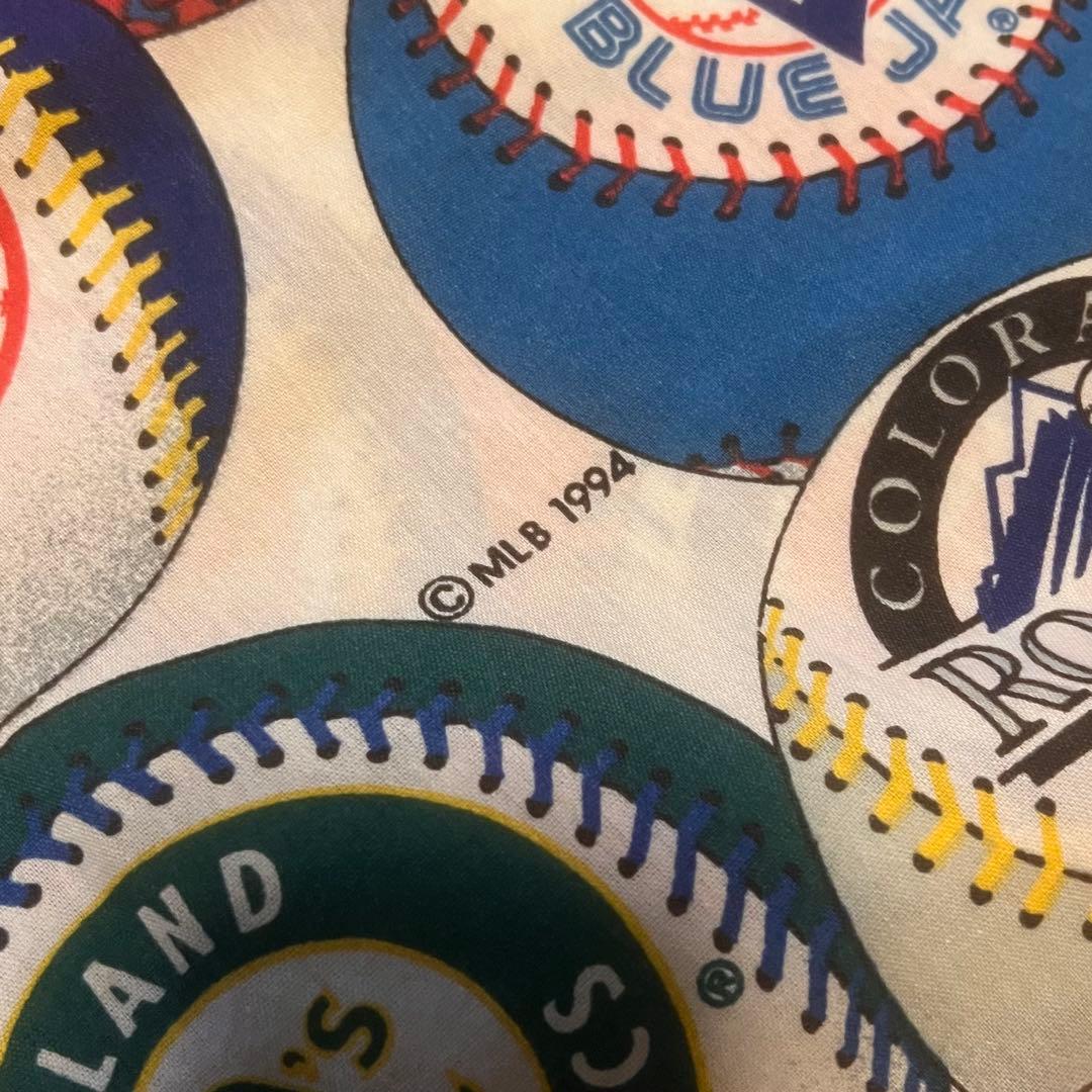 【MLB 1994公式】ヴィンテージ ベースボール 総柄 フラットシーツ