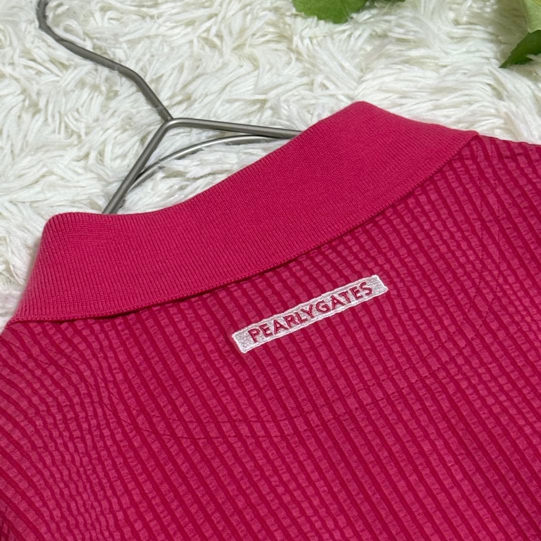 未使用品　パーリーゲイツ　ゴルフウェア　ポロシャツ　半袖　刺繍　ピンク　０サイズ