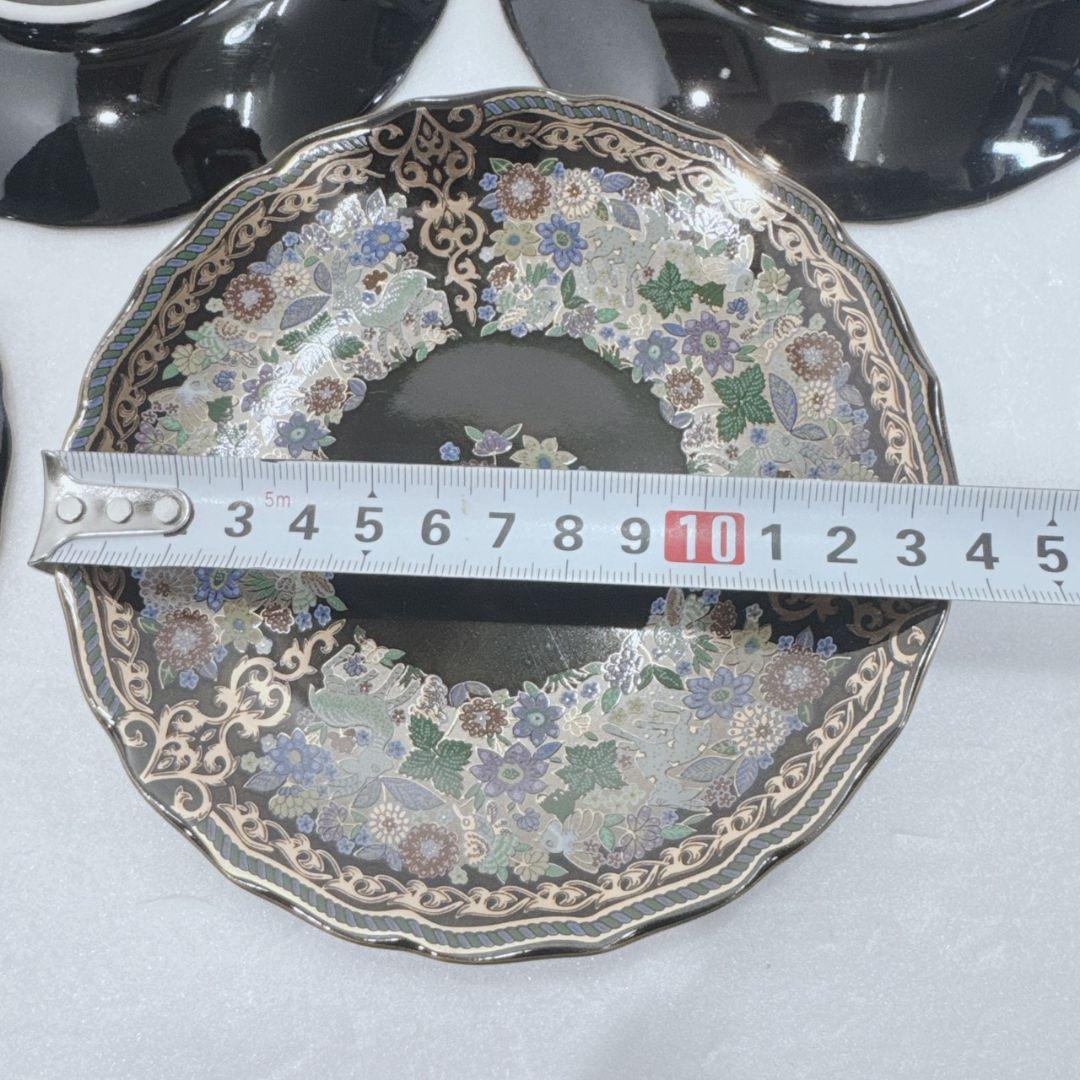 美濃焼 庫山窯 前畑陶器 金花詰 蒼園 銘々皿揃 5枚セット 金彩 鹿 中皿