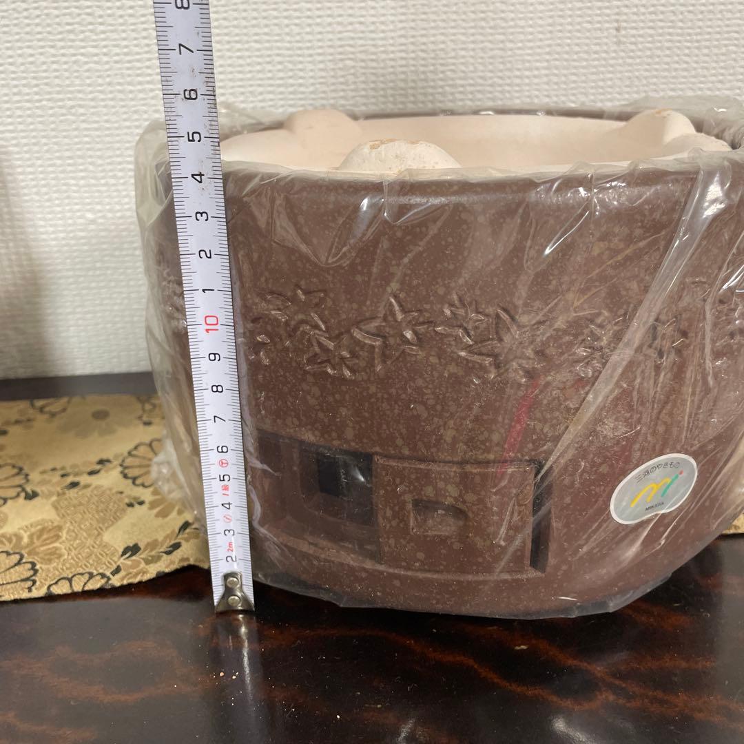 三河こんろ　陶器製 七輪 網付き 5穴　炭火卓上用　U-9