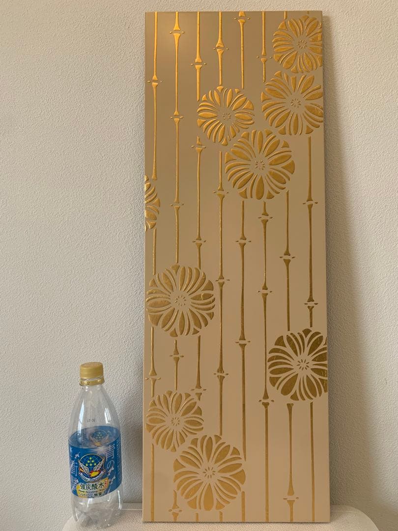 箔一 金沢箔 アートパネル 25×70cm 菊 竹 金箔 壁掛け インテリア