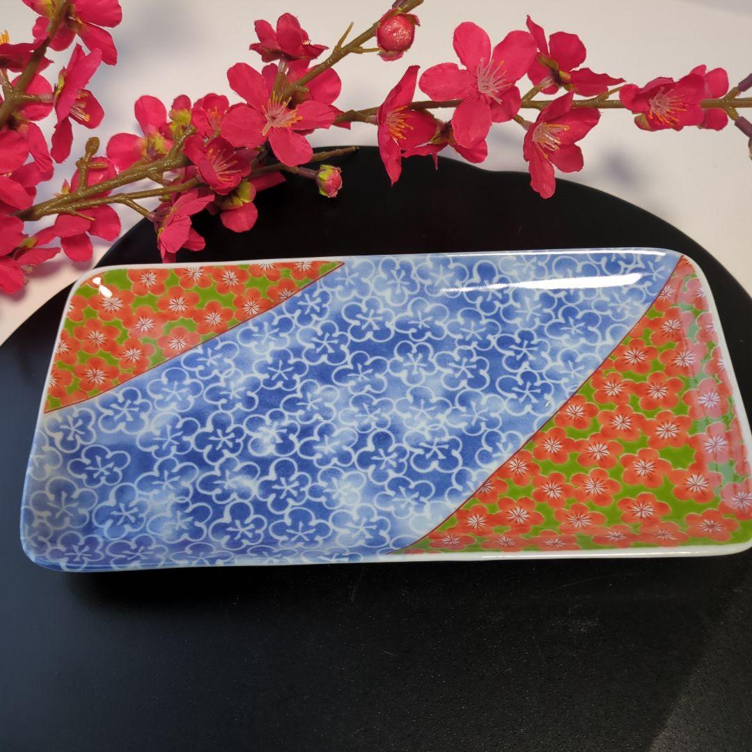 有田焼　清秀窯　献上錦　焼物皿　長角皿　絵変わり5枚揃