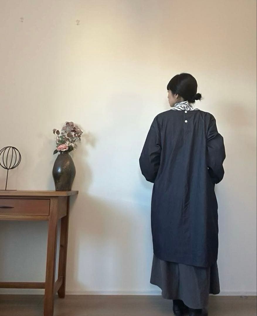 国産デニム生地　おしゃれな割烹着　ブルー系　服作り40年の田舎町仕立屋