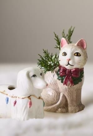 新品アンソロポロジーFestive Vintageヴィンテージ風　猫の可愛い花瓶