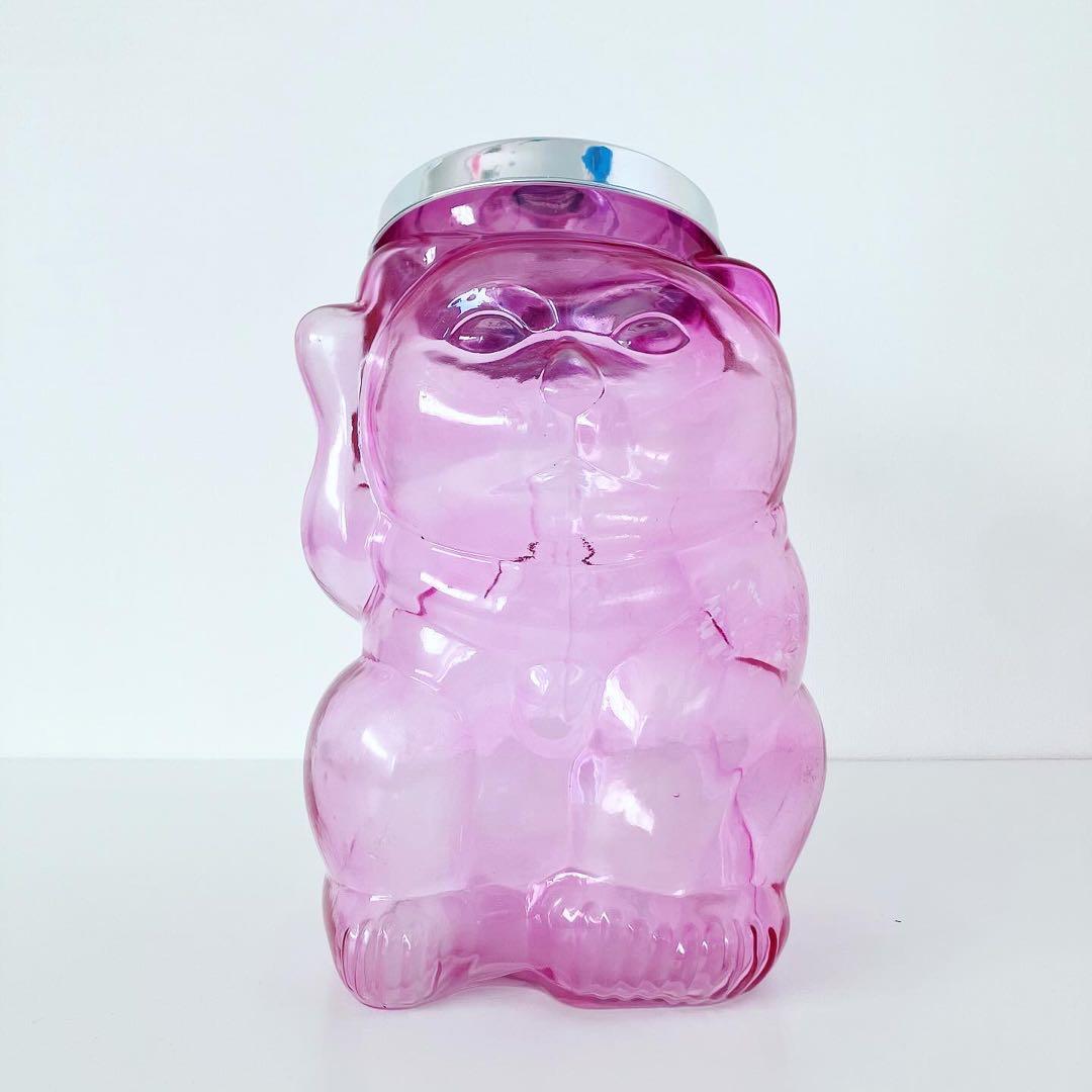 ガラスキャニスター　小物入れ　招き猫　古道具　古物　ブロカント　ビンテージ雑貨