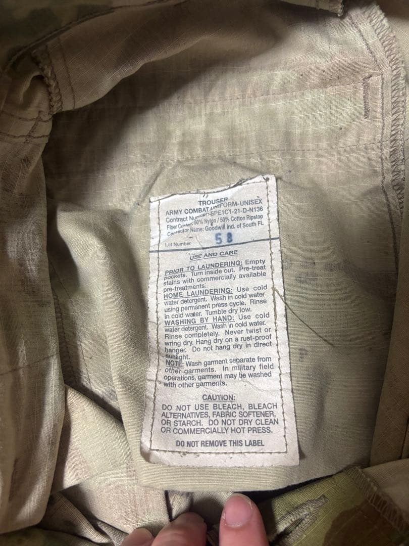 米軍実物 コンバットパンツ OCP Scorpion W2 B61