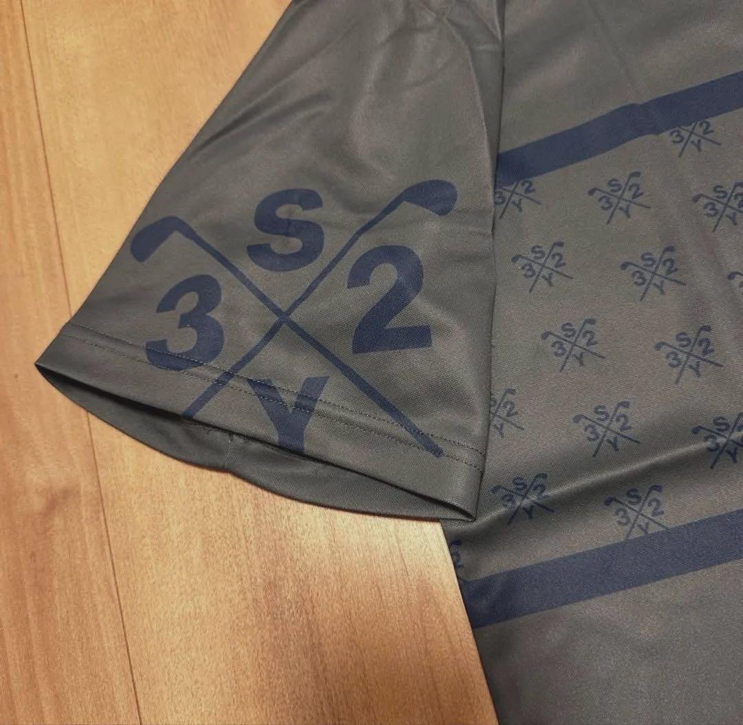 sy32 半袖モックネック　チャコール　サイズXL メンズ　半袖　シャツ　ゴルフ