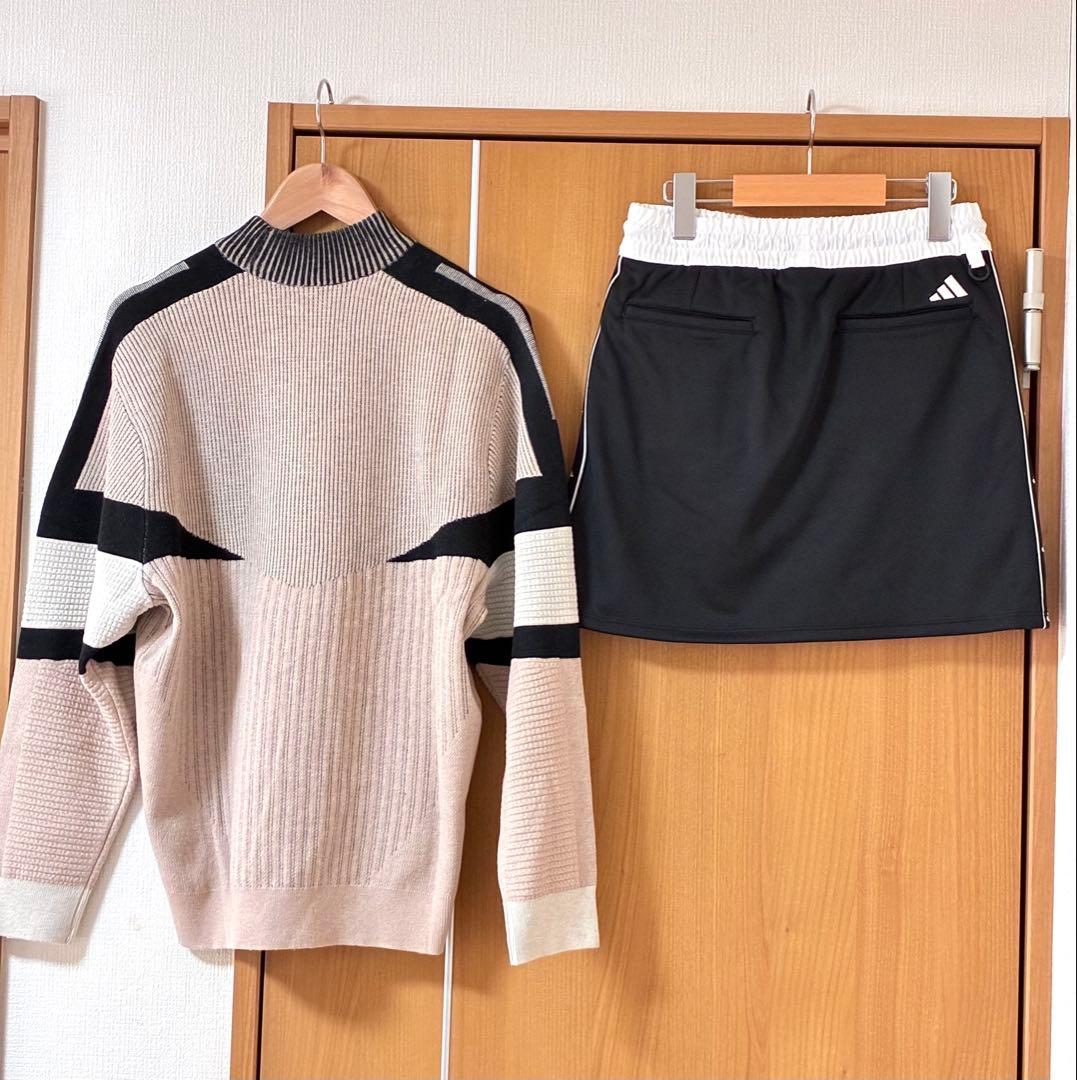 新品　M アディダスゴルフ 上下セット フリーススカート　ビッグシルエットニット