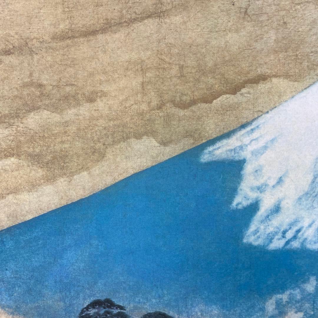 美品 掛け軸 横山大観筆「富士に桜」名画 富士山 印刷 おもてなし