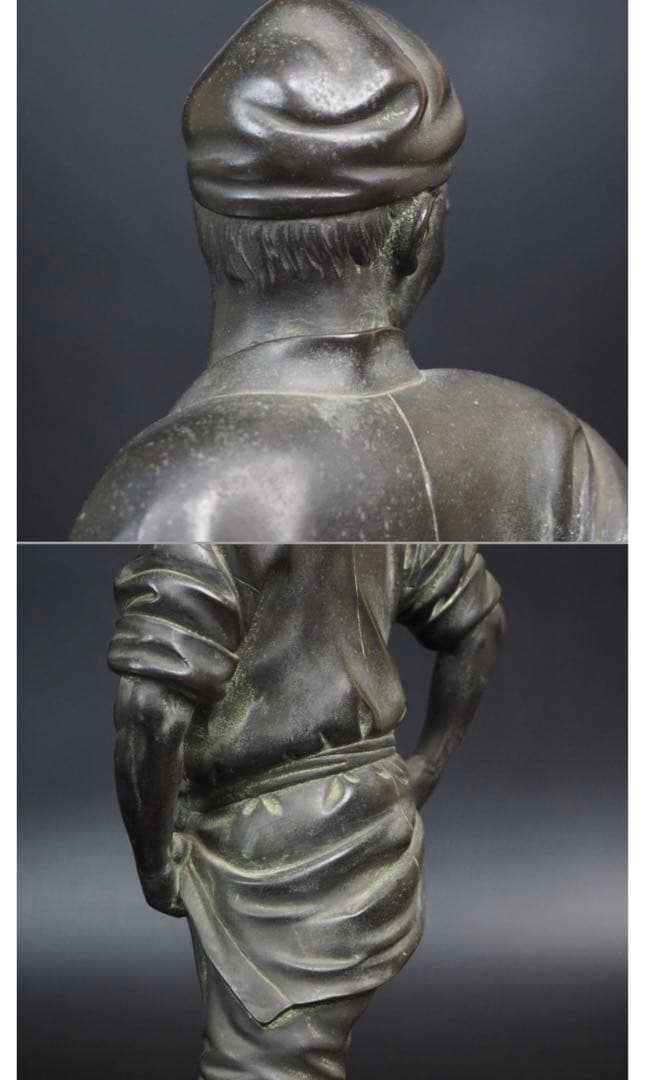 送料無料　晴光作 最高峰明治時代銅製人物置物　約49×34×36ｃｍ