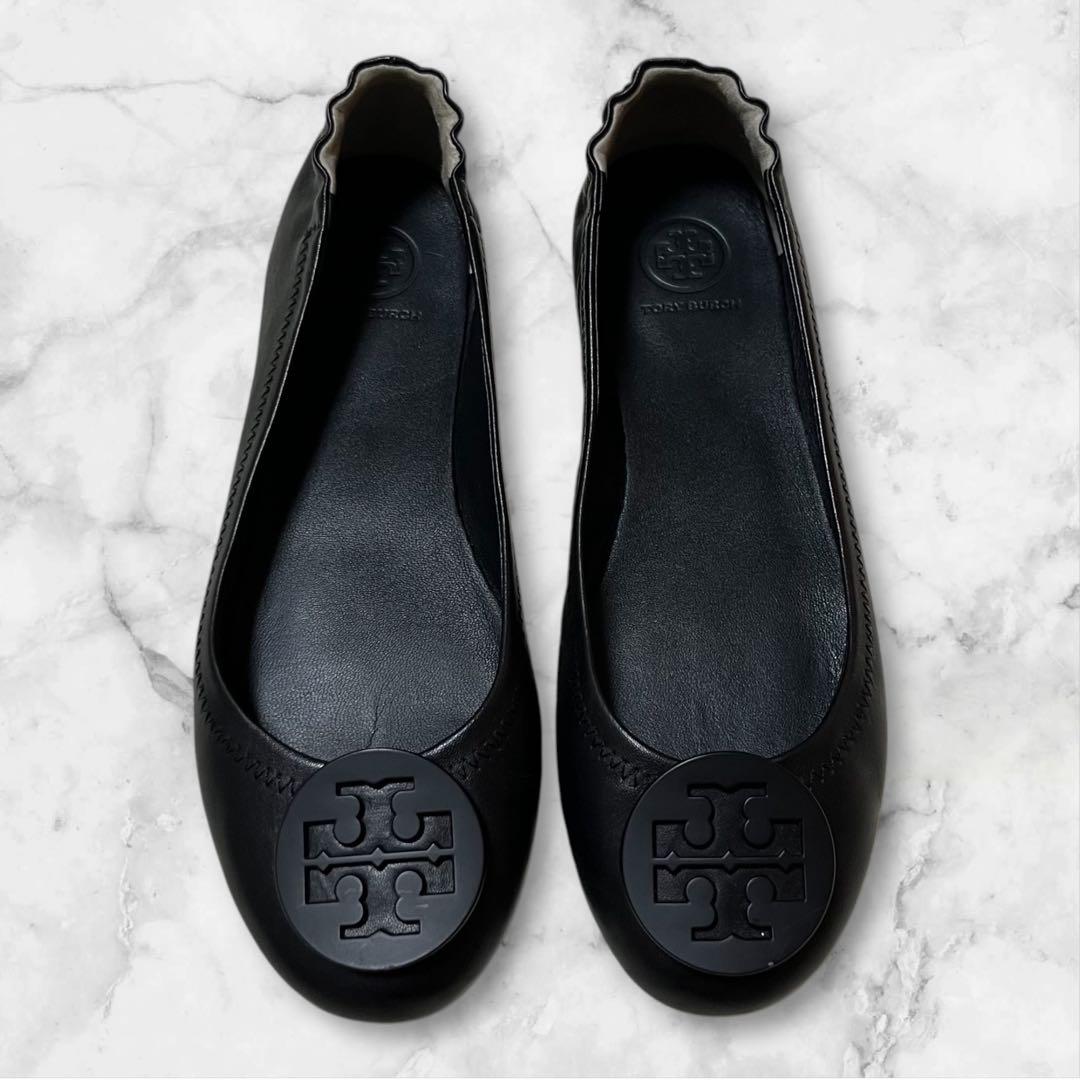 美品★TORY BURCH◎トリーバーチ/フラット、バレエシューズ/黒/7.5M