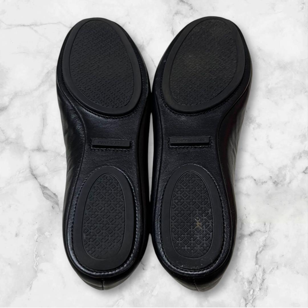 美品★TORY BURCH◎トリーバーチ/フラット、バレエシューズ/黒/7.5M