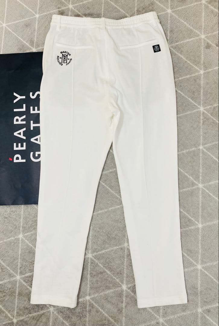 新品 パーリーゲイツ マスターバニー レーヨン裏毛ストレッチパンツ(6)LL/白