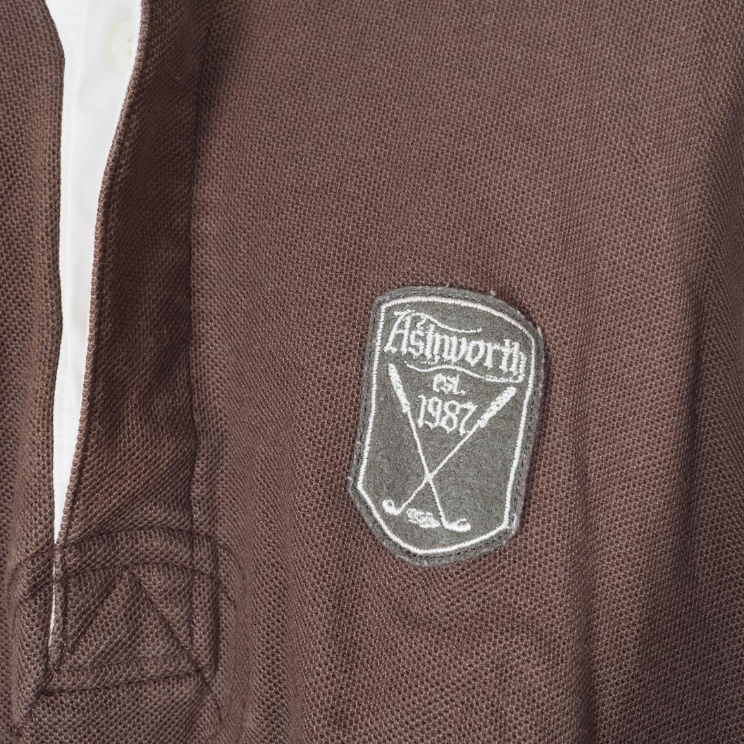 Y5131*ASHWORTHアシュワース☆ゴルフ☆ポロシャツ☆半袖☆ブラウン☆L