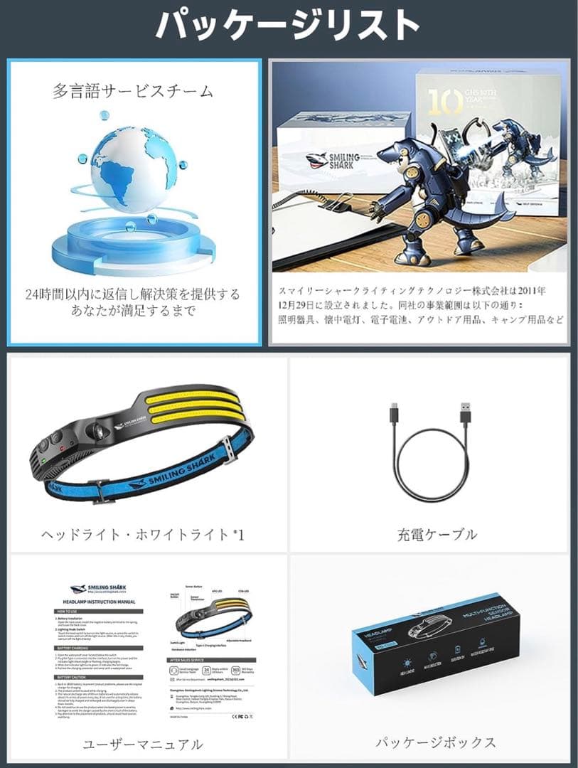 LED ヘッドライト, 【2023年最新款・PSE认证・白光】 USB充電可能