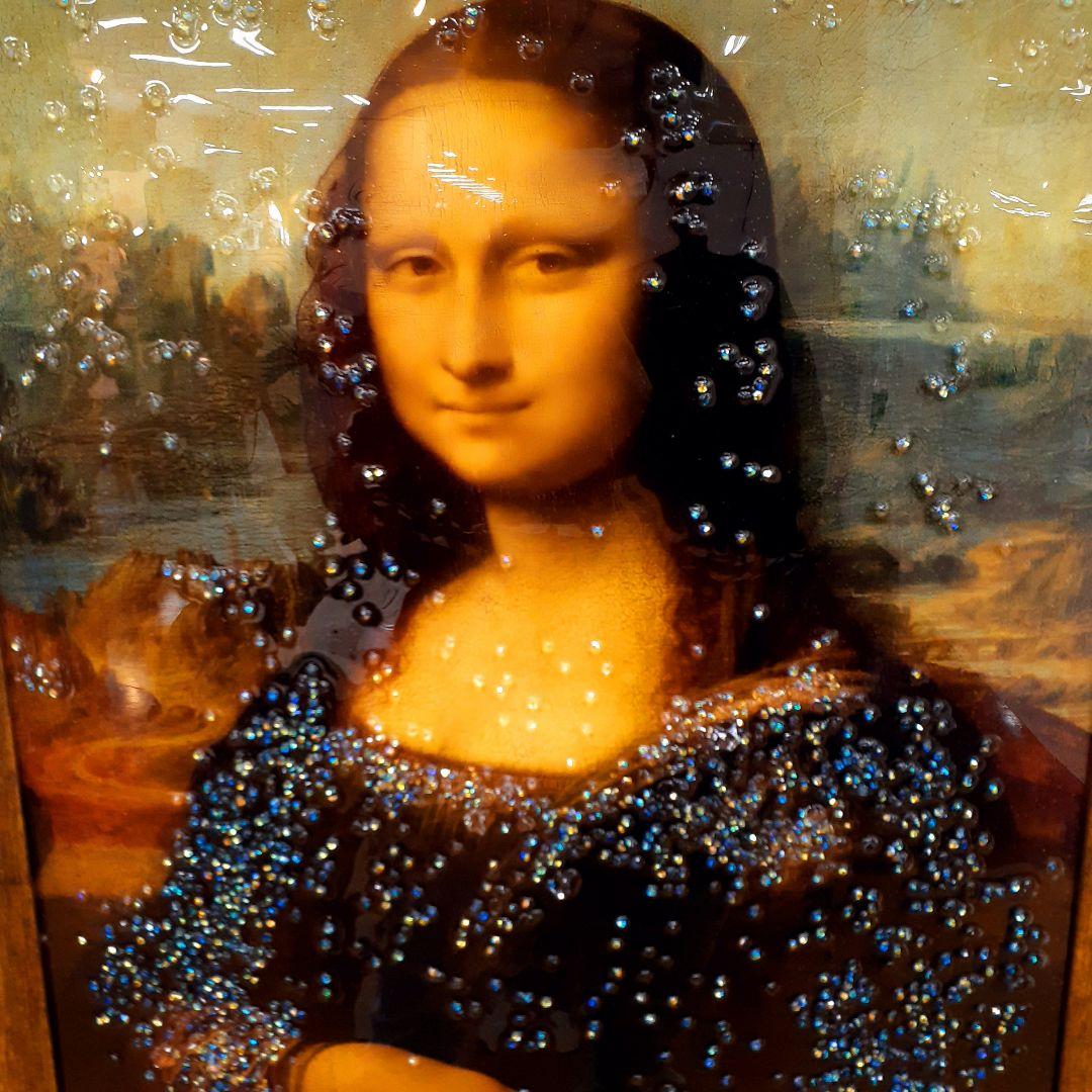 輸入雑貨　天然石　ダヴィンチ作『モナリザ・クリスタルアート』　水晶絵　宝石アート