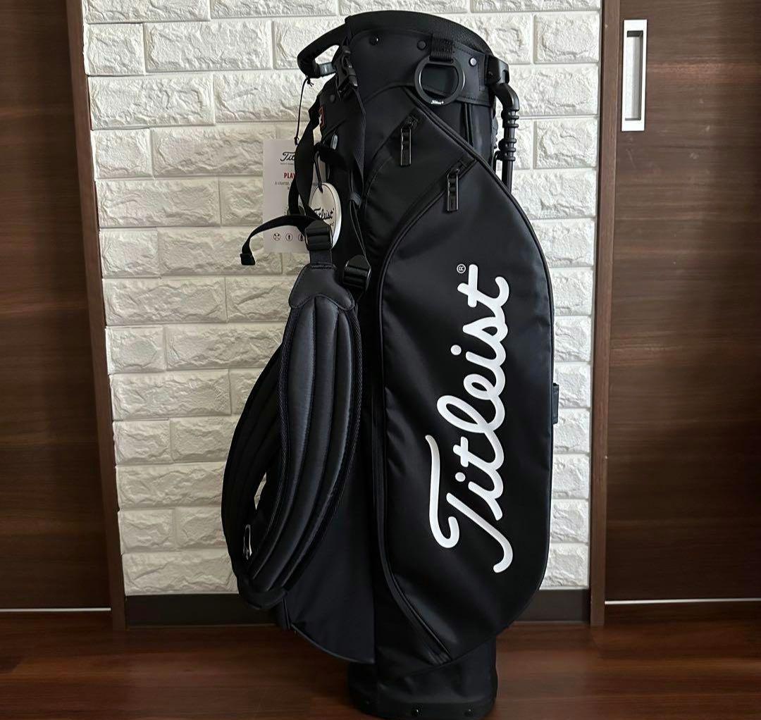 大人気Titleist　タイトリスト ブラック キャディバッグ スタンド付　黒
