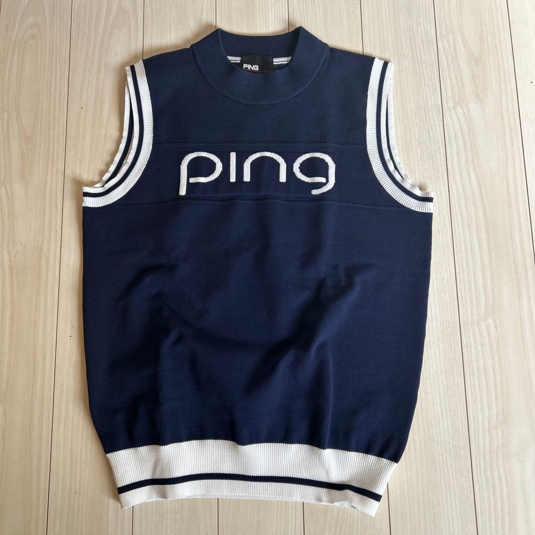 PING スリーブレストップスとスカートセット ネイビー　Mサイズ