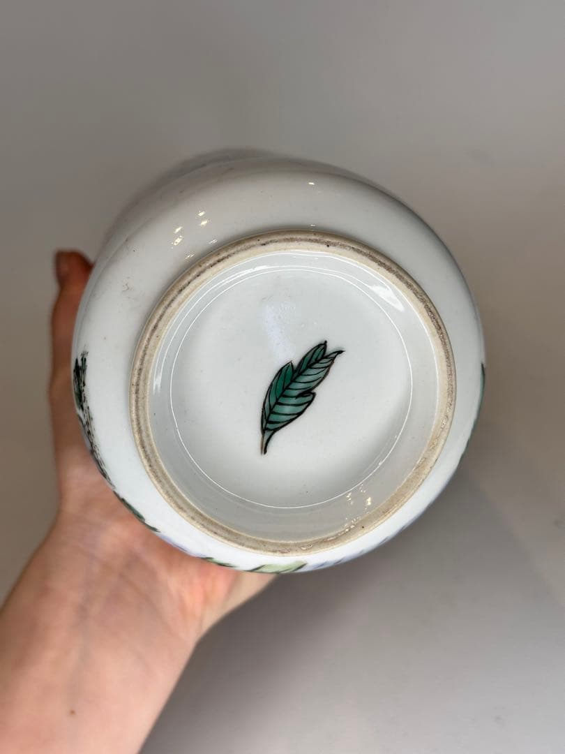 康熙葉子款 底部款識 人物童子戯図 彩絵 花瓶 中国古美術 时代物